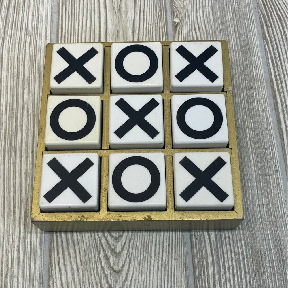 Target Tic-Tac-Toe Gold Wood Decorative Board Game Coffee Table Decor 081080892